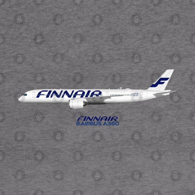 Illustration of Finnair Airbus A350 by SteveHClark